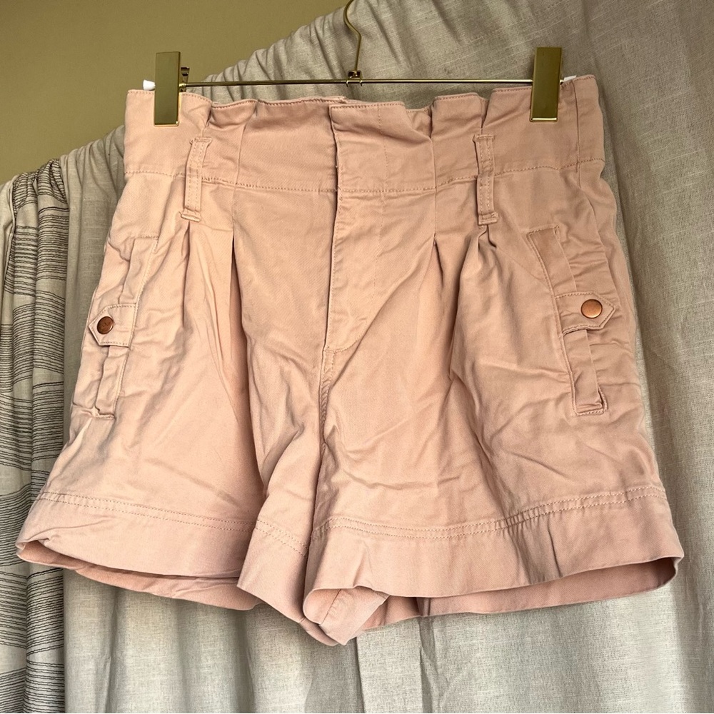 Topshop Tan Paperbag Waist Shorts Size 8 High Rise